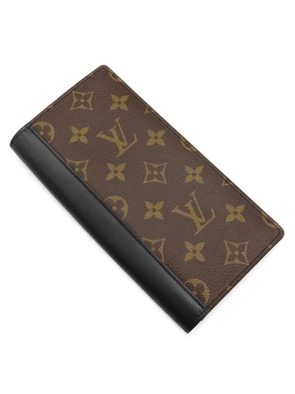 Louis Vuitton Wallet Portefeuille Brazza Monogram Macassar Silver Brown Black